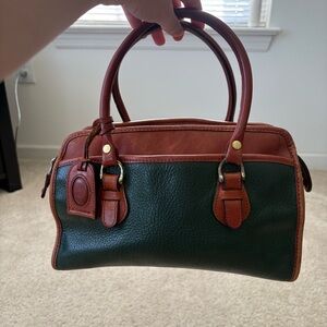 Vintage Liz Claiborne Green and Brown Leather Bag
